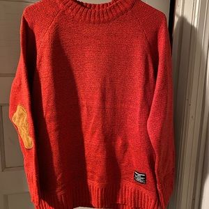 New Lauren Burgundy Sweater w/corduroy elbow patches size XL